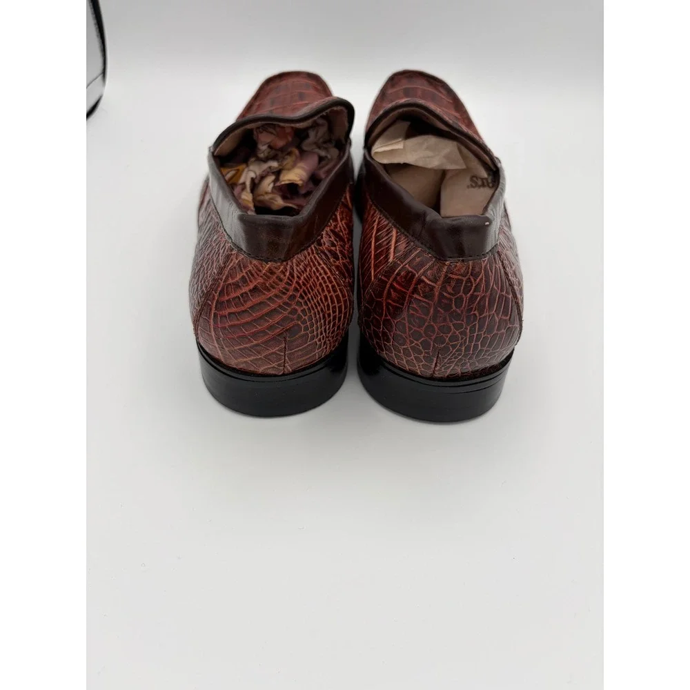 Fratelli Select Loafers Mens 13 Brown Croc Embossed Leather Square Toe Slip On